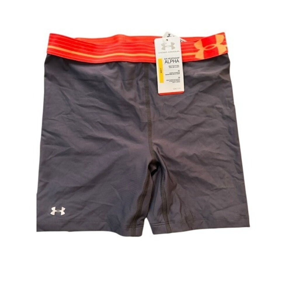 Under Armour HeatGear Alpha Compression Shorts Gray Orange 1248577 Womens Size M